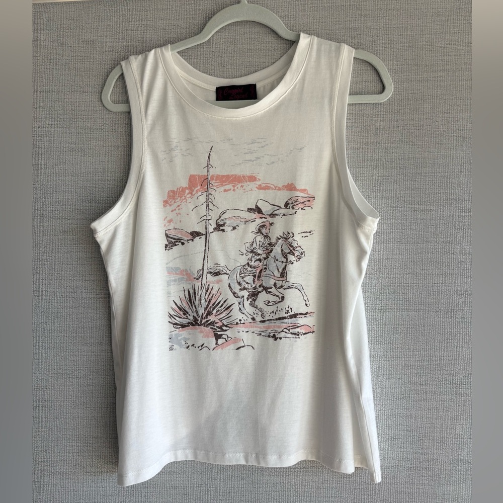 Cowgirl Legend White Graphic Tank Top